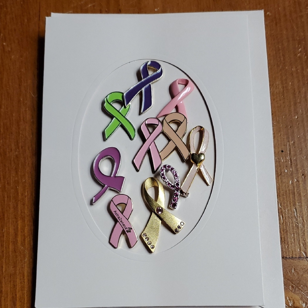 Awarness Ribbon Pins Lapel Hat Pins Pink Green Purple Peach Magenta Qty 10